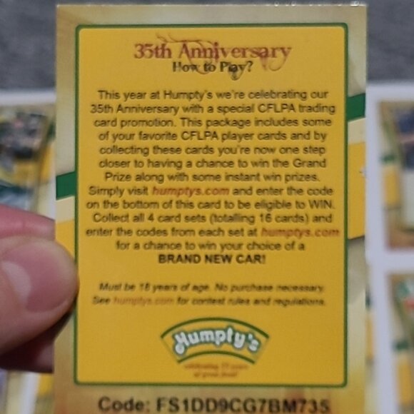 Humpty's Family Restaurant 35th Anniversary CFL Football Cards Lot Of 9 2012 HTF - Picture 11 of 12